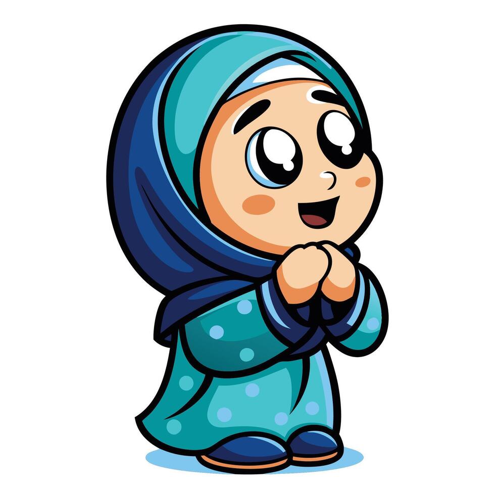 Cute praying girl in hijab vector