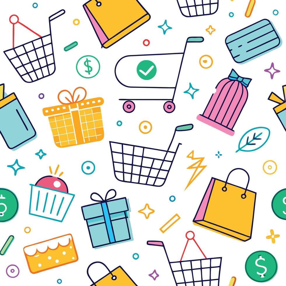 Colorful Shopping Pattern background vector