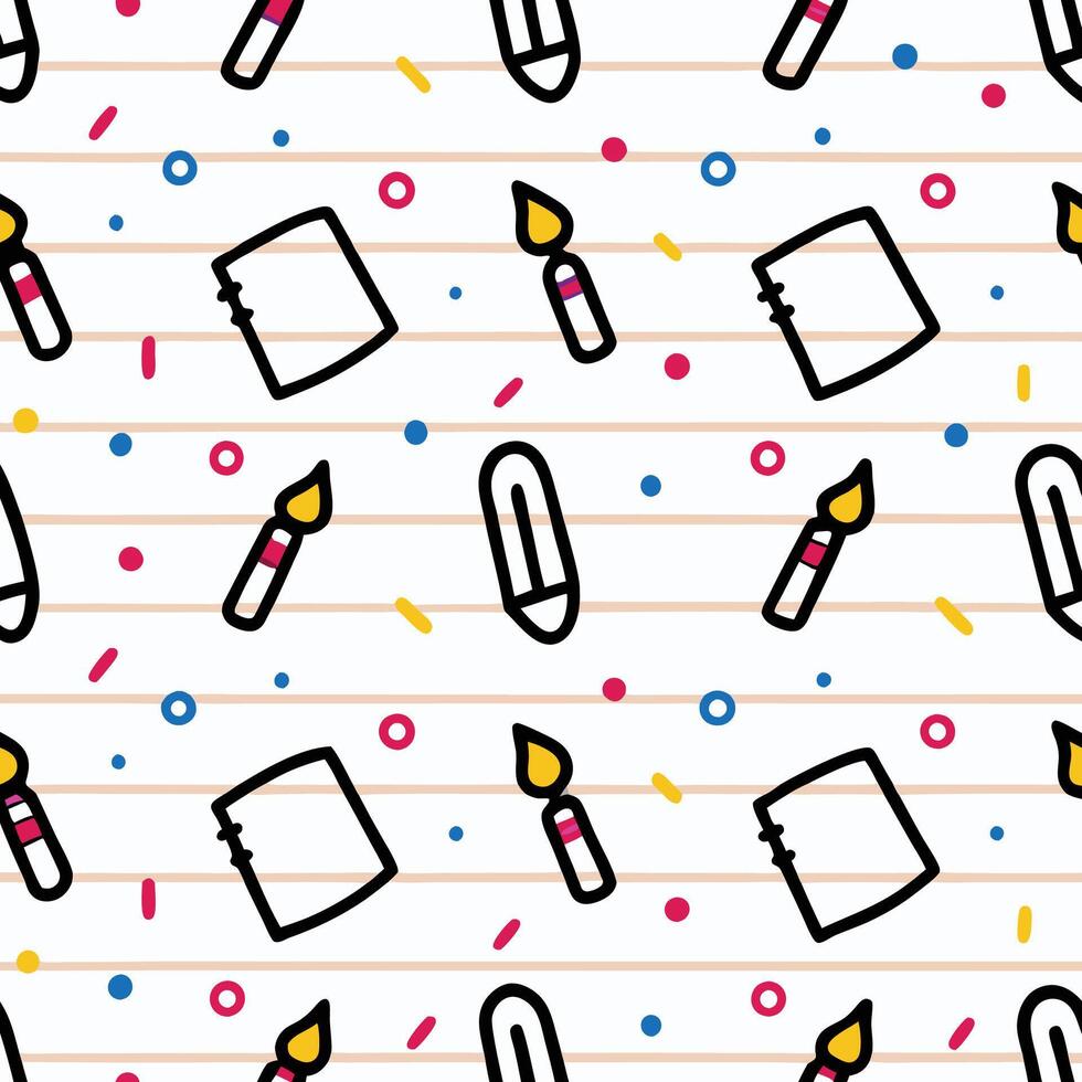 Cute stationery pattern background vector