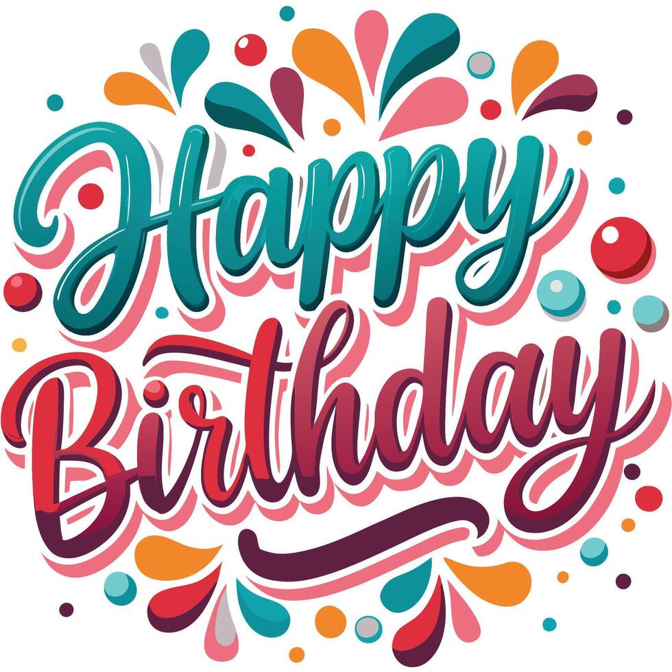 happy birthday card with colorful lettering background vector