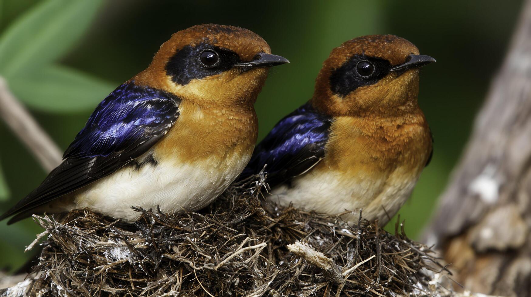 Swallows Nesting on Cliffside Preparing for Their Next Chapter of Life photo