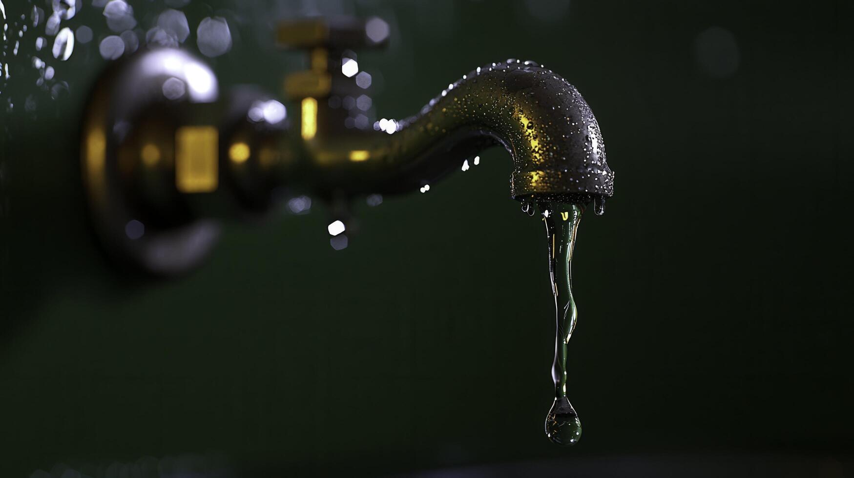 Dripping Faucet with Water Droplets Falling into a Basin or Sink photo