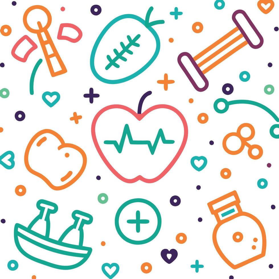 a colorful set of icons for health and medicine vector