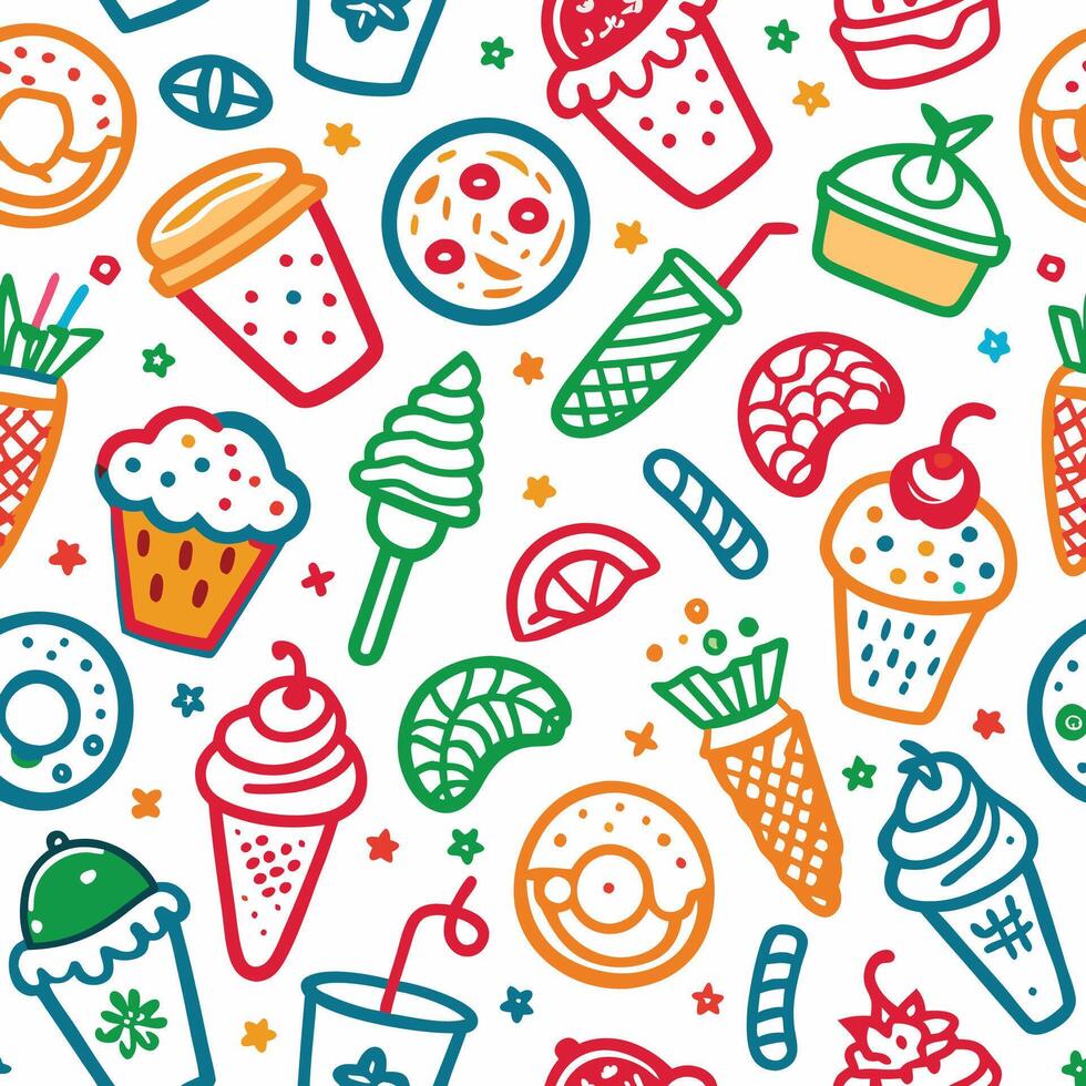 Colorful Food Pattern vector