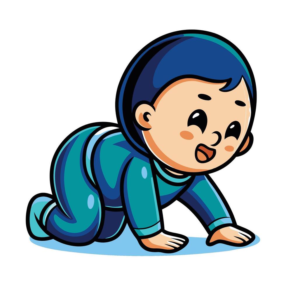 a cartoon baby crawling on the floor vector