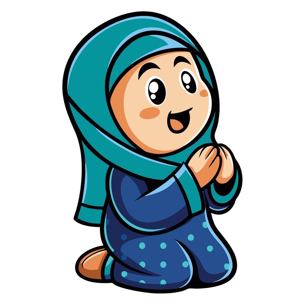 Cute girl praying vector