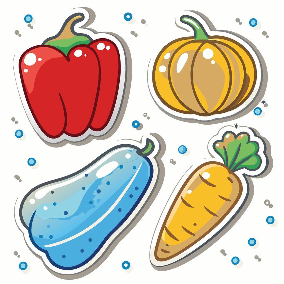 illustration of vegetables sticker set ON A WHITE BACKGROUND vector