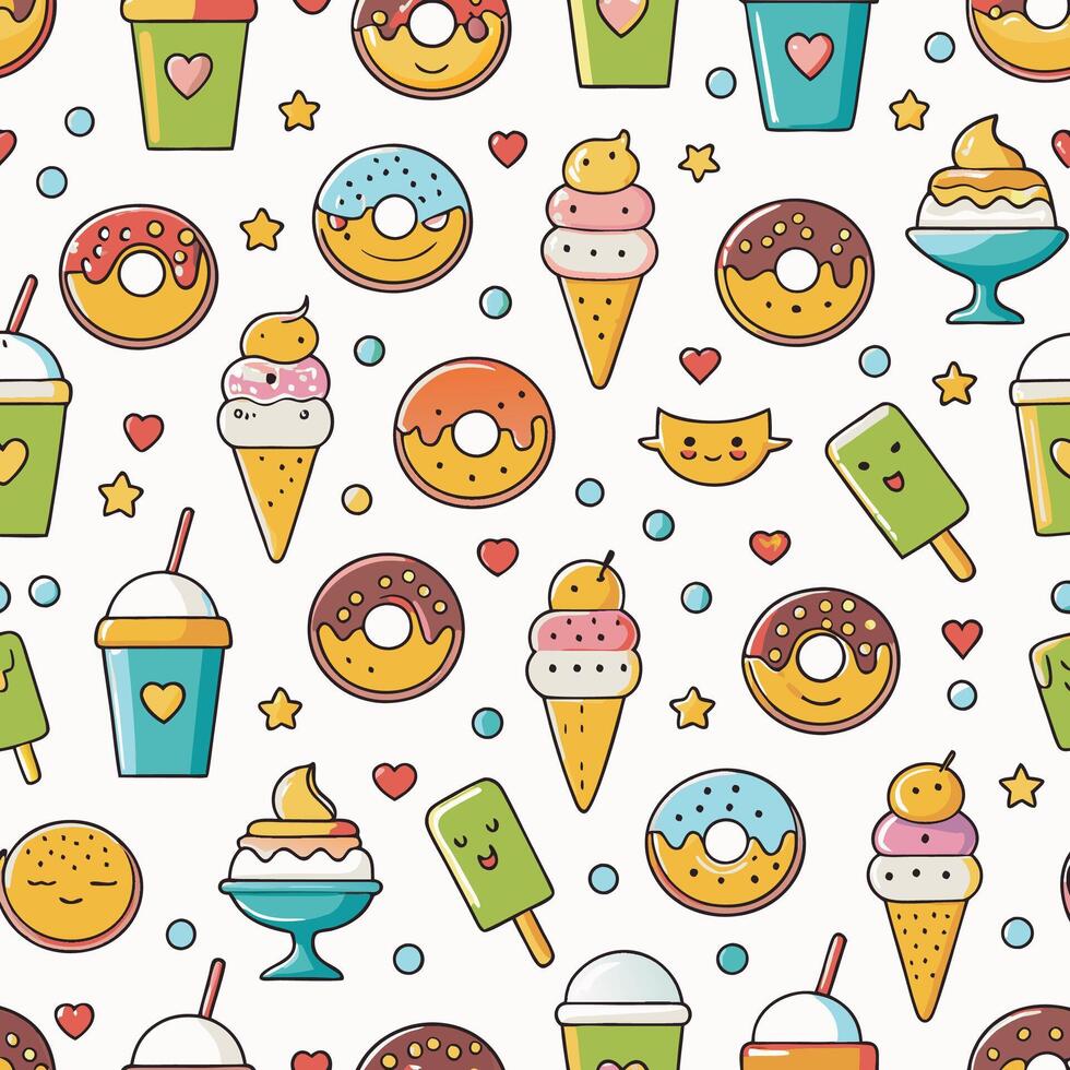 Cute Cartoon Food Pattern background vector
