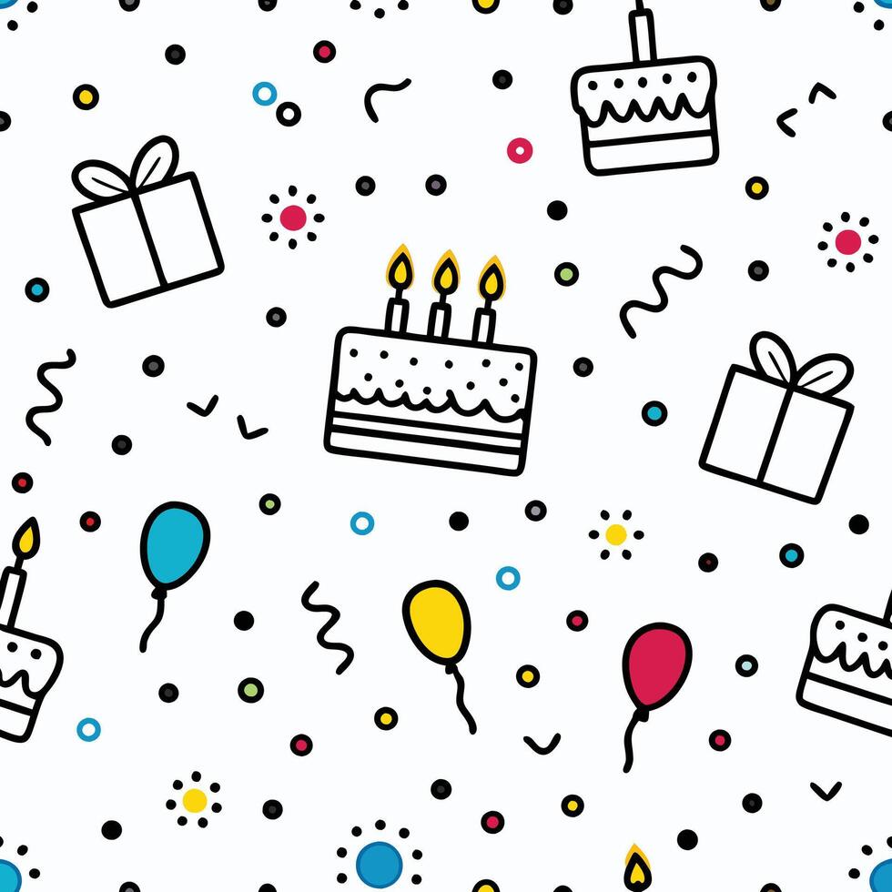 birthday seamless pattern ON A WHITE BACKGROUND illustration vector