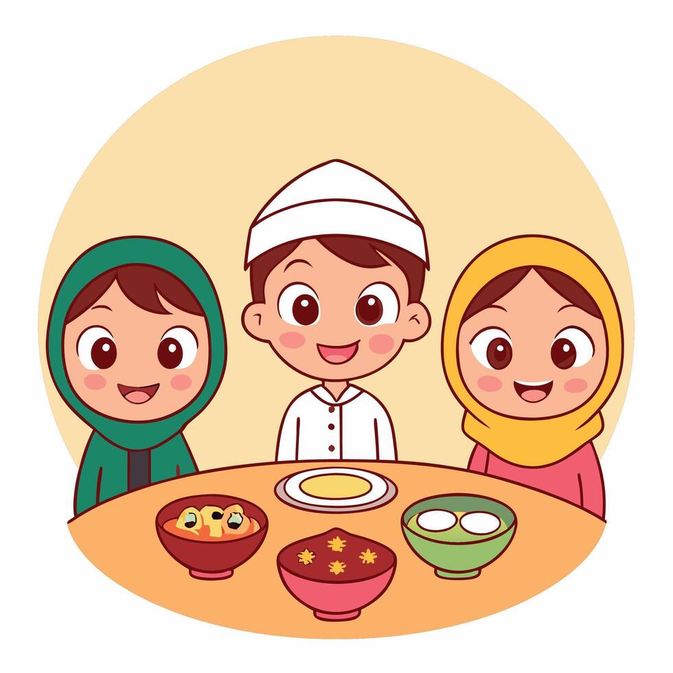 Family enjoying a meal together vector