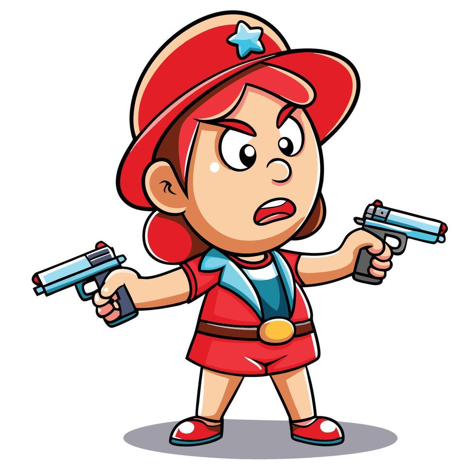 Cartoon character holding guns vector