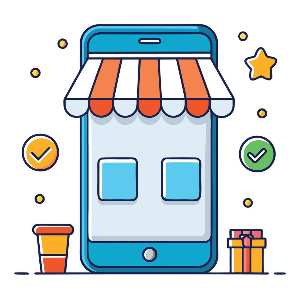 Mobile Shopping App background vector