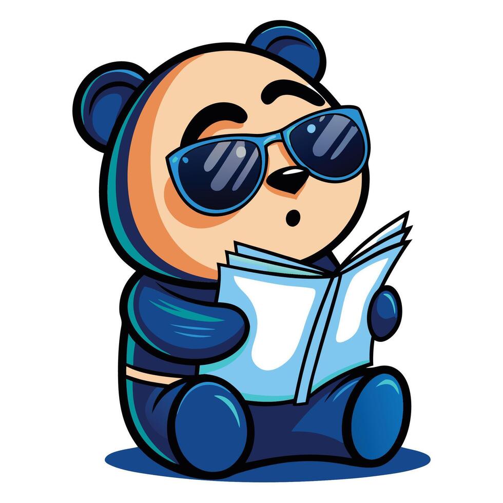 Cute Panda Reading a Book vector