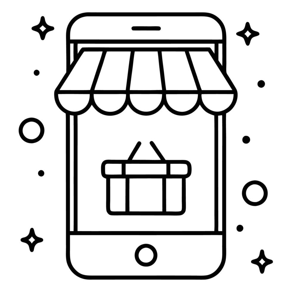 Mobile online shopping experience background vector