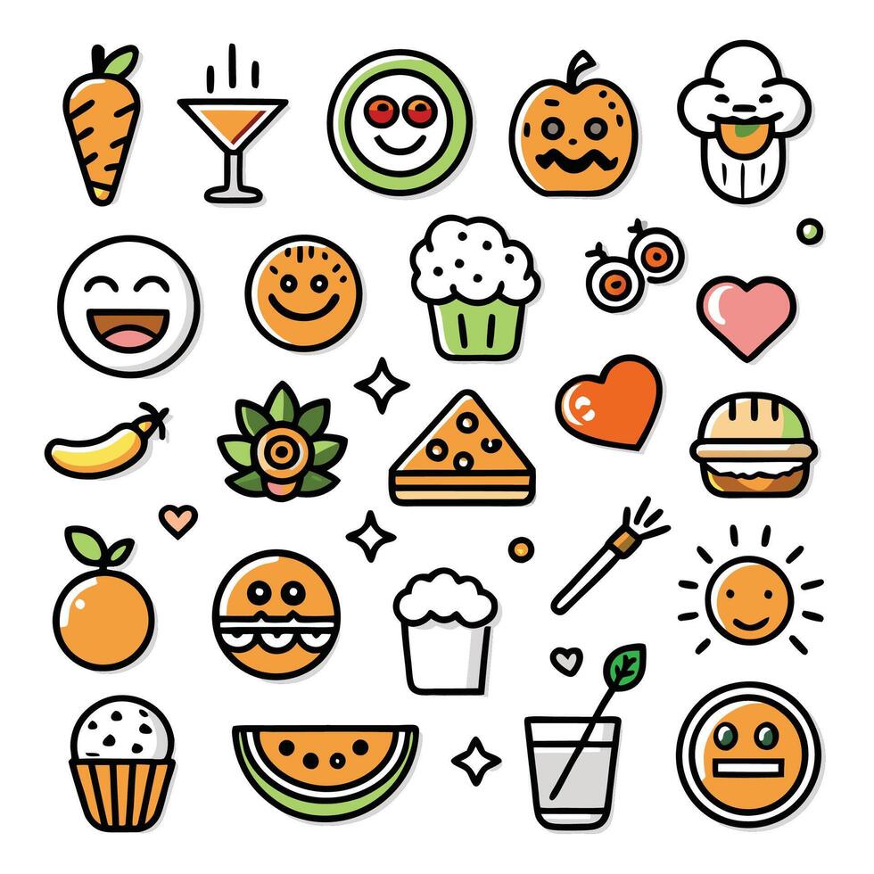 Cute Food and Drink Icons vector