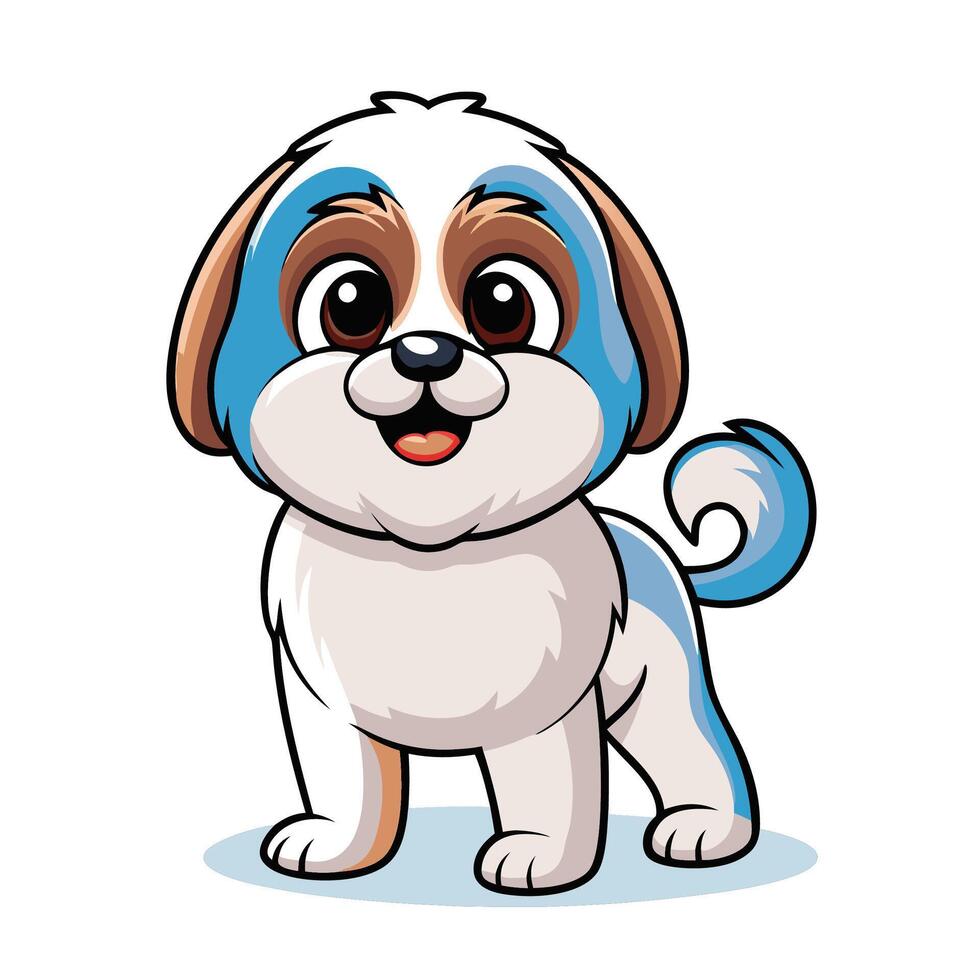 Cute cartoon dog with happy expression vector