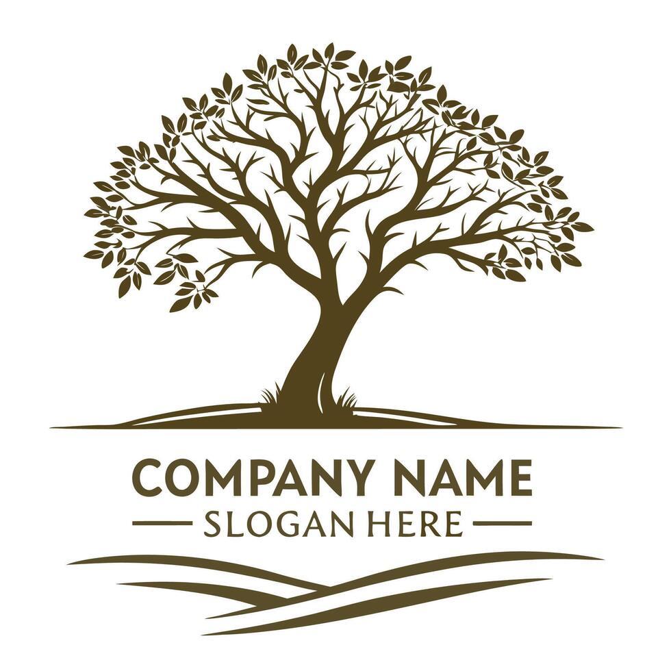 Natural Logo with a Strong Tree vector