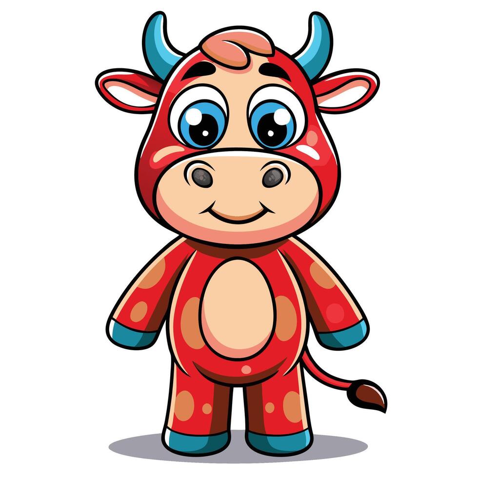 Cute Red Cartoon Cow vector