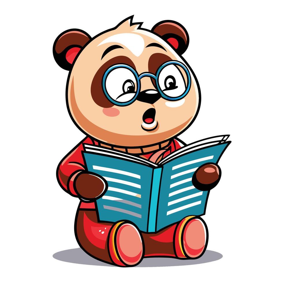 Panda Reading a Book vector