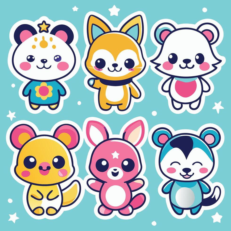 Cute Cartoon Animal Characters vector