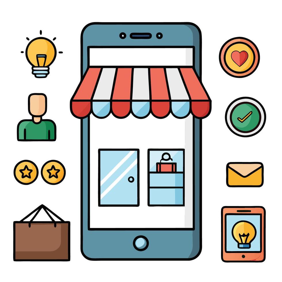 Online mobile shop with diverse features vector