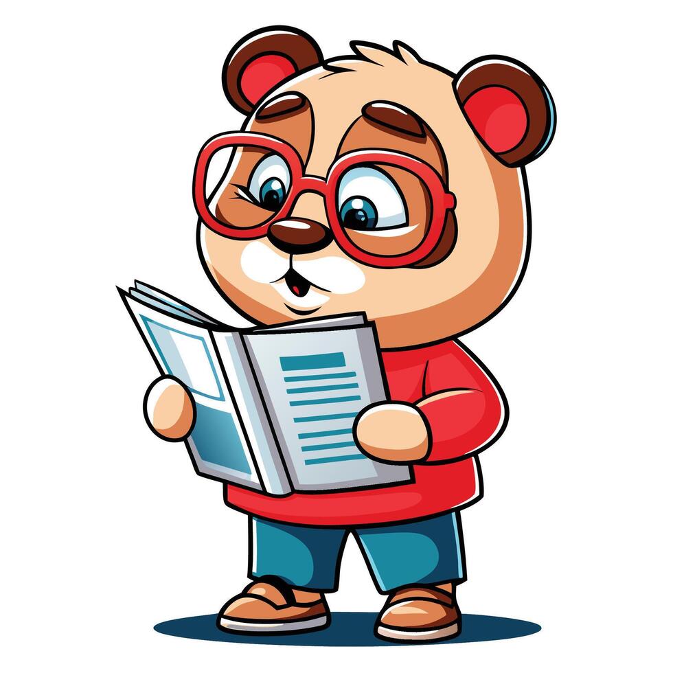 Panda Bear Reading a Book vector