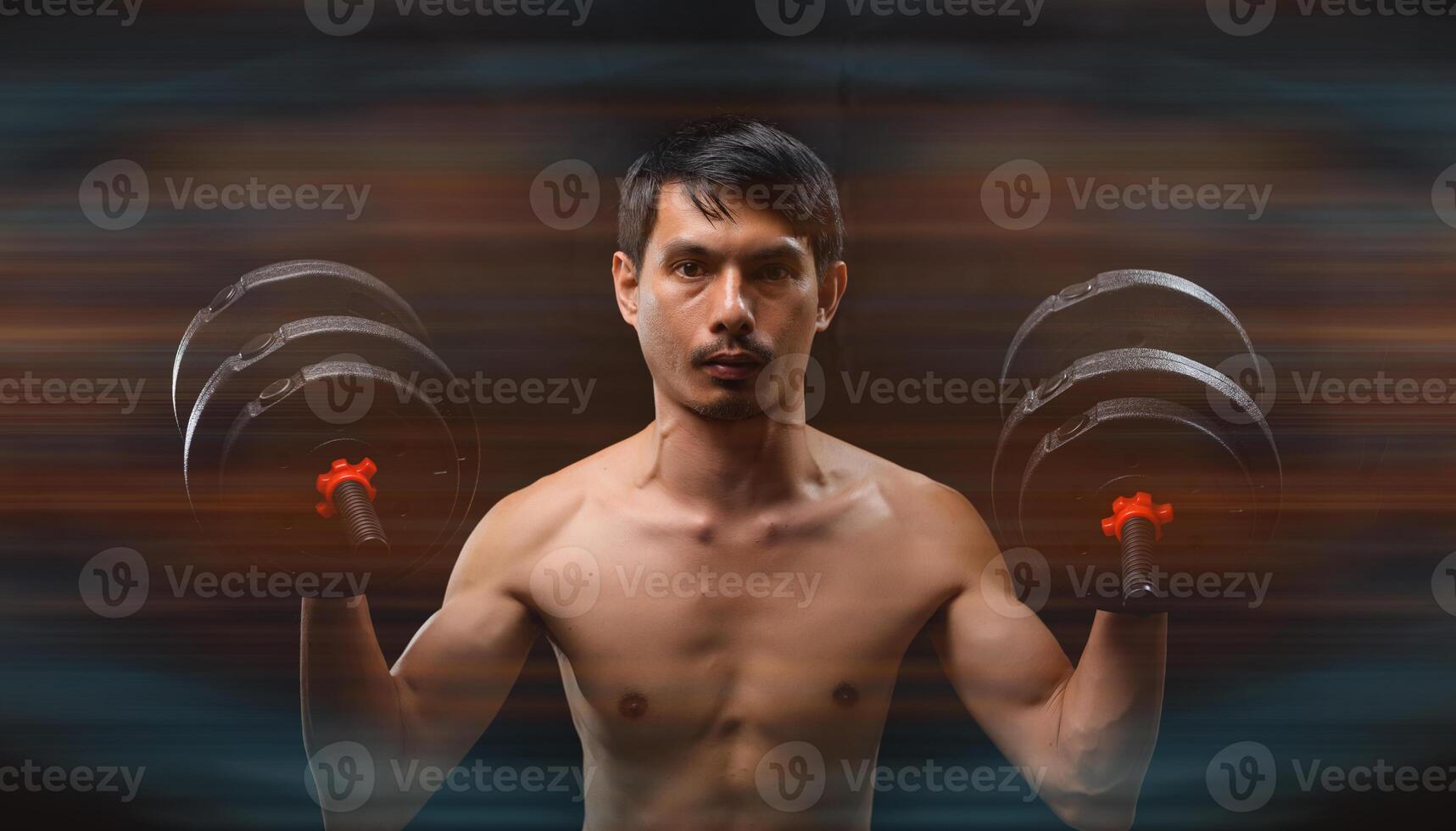 Fitness Enthusiast Building Strength with Dumbbells in Motion photo