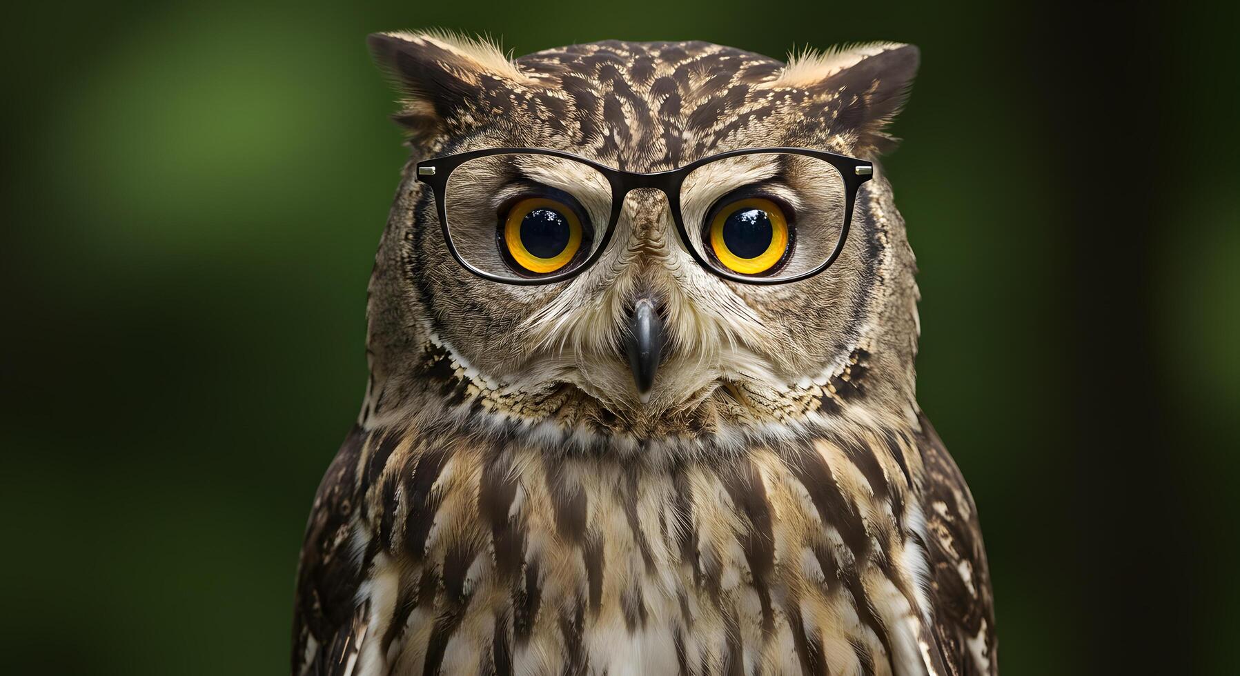 A Wise Owl Wearing Glasses A Portrait of Intelligence and Knowledge photo