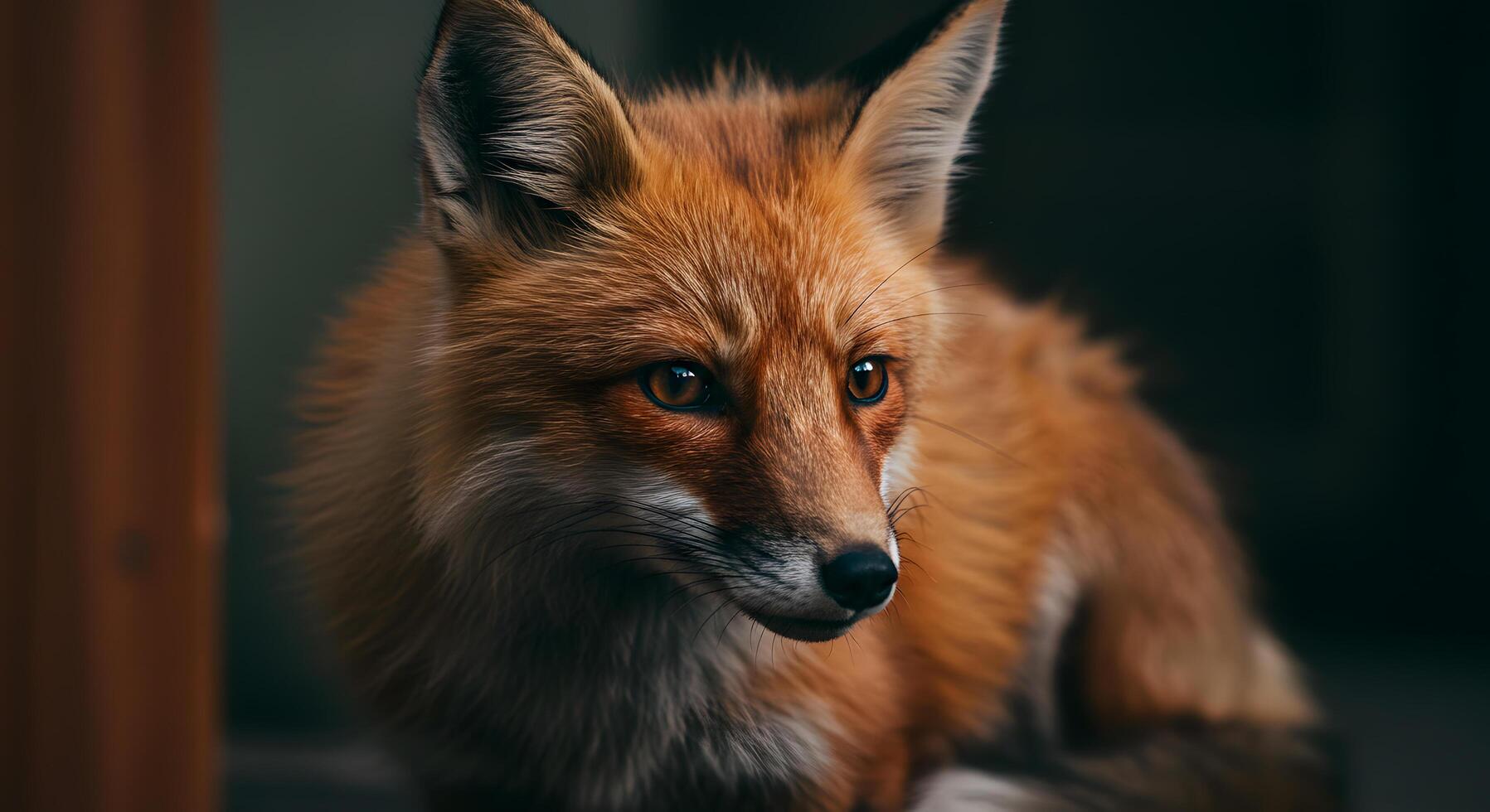 Majestic Red Fox Portrait A Close-Up Study of Wild Beauty in Nature photo