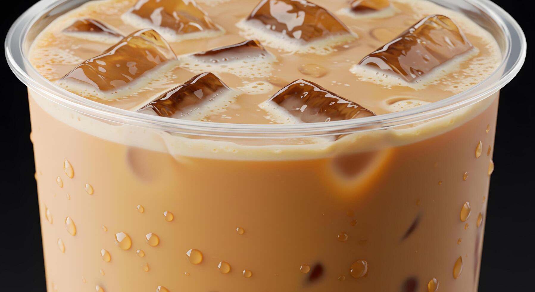 Refreshing Iced Latte in a Plastic Cup Close-Up Photography photo