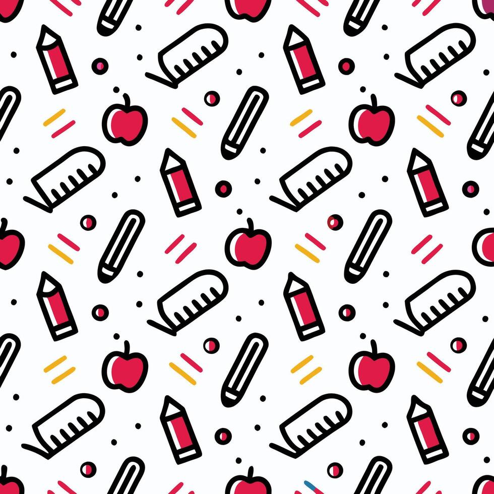 a pattern with school supplies and pencils background vector