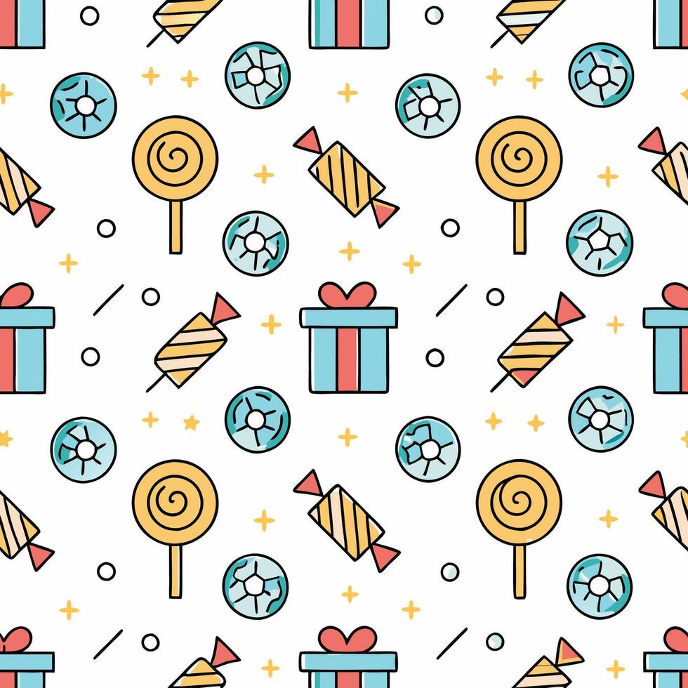 Cute Candy and Gift Pattern vector