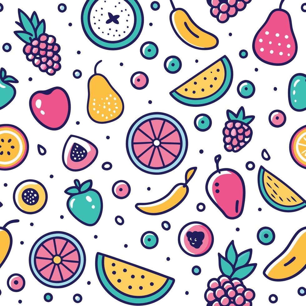 seamless pattern with fruits and berries ON A WHITE BACKGROUND vector