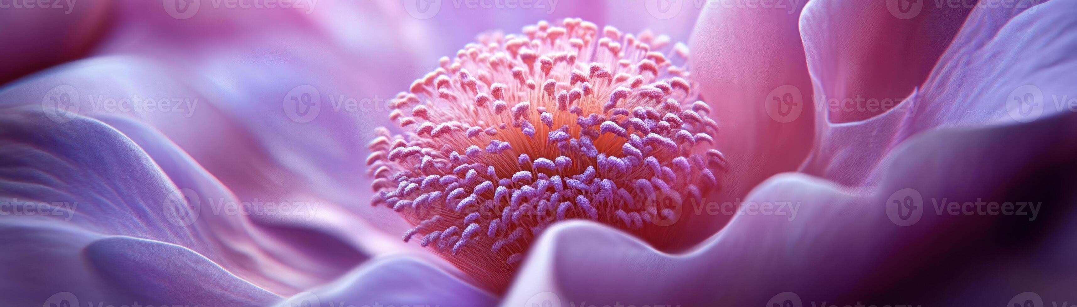 Close-up of a Delicate Purple Flower's Center photo