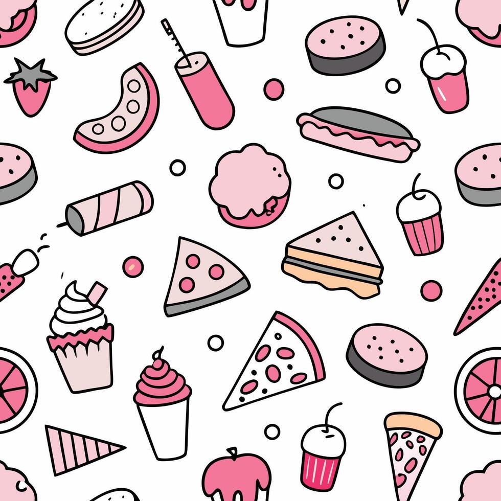 Cute food pattern background vector
