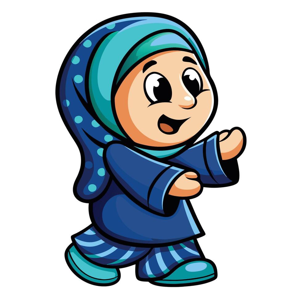 Cute cartoon girl in a hijab vector