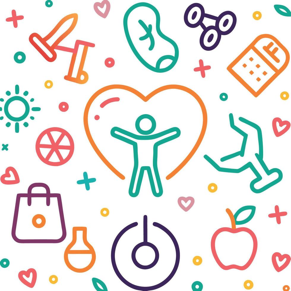 health and fitness icons set, illustration vector