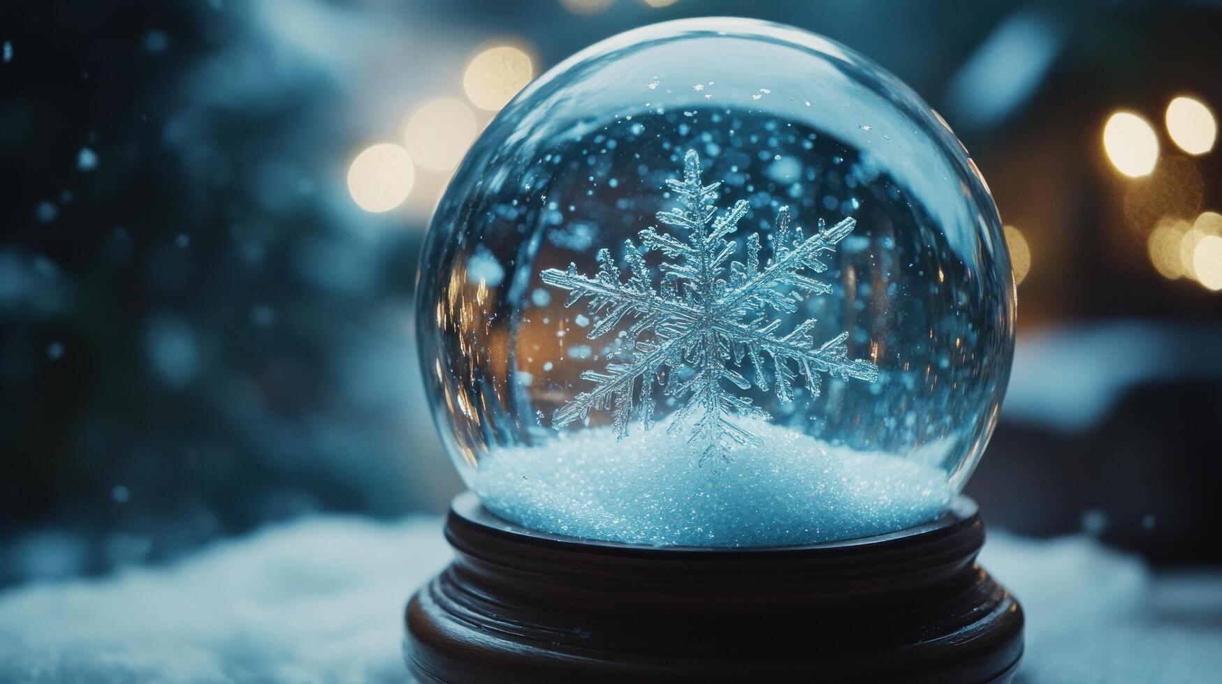 Crystal Snowflake Inside a Glass Snow Globe photo