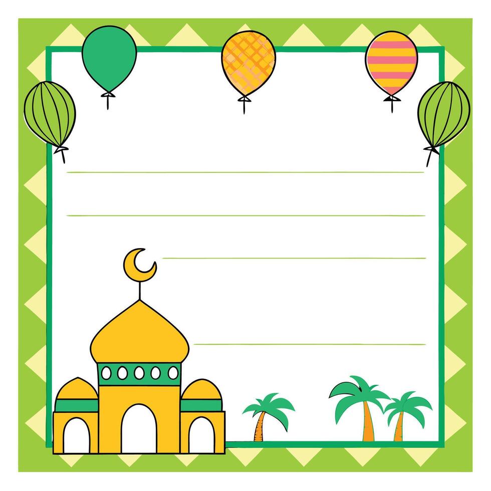 Mosque and Balloons Border vector