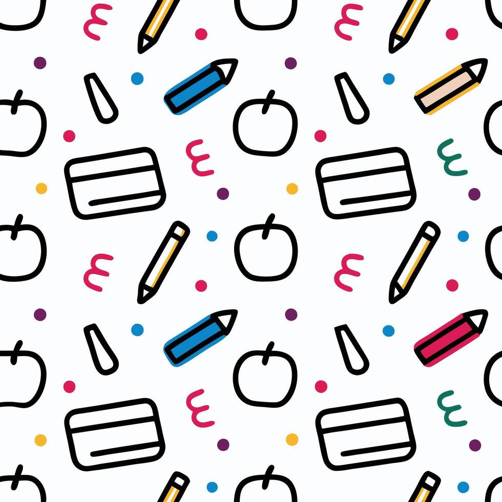 Fun School Supplies Pattern vector
