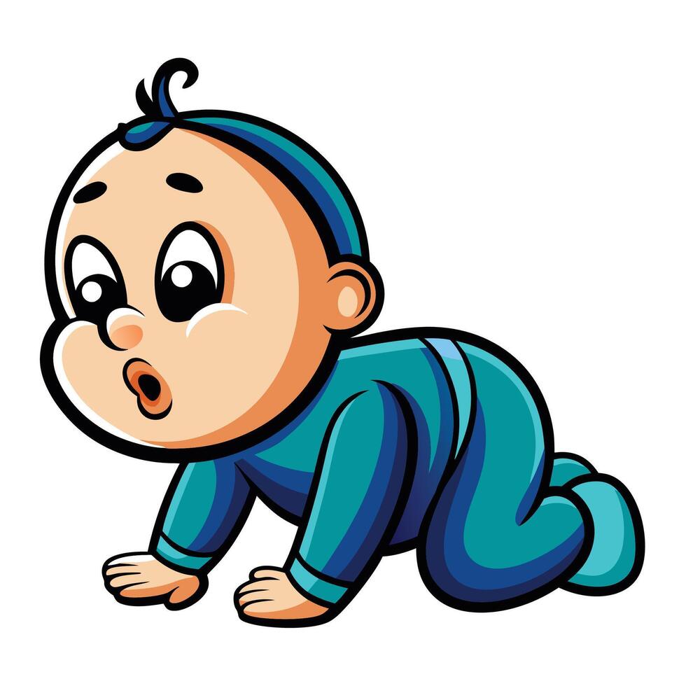 Cute baby crawling vector