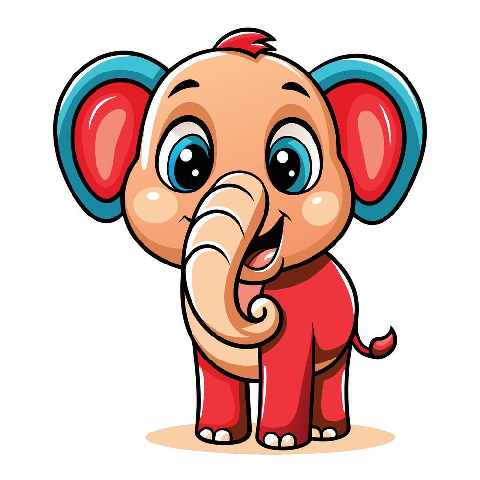 cartoon elephant illustration ON WHITE BACKGROUND vector