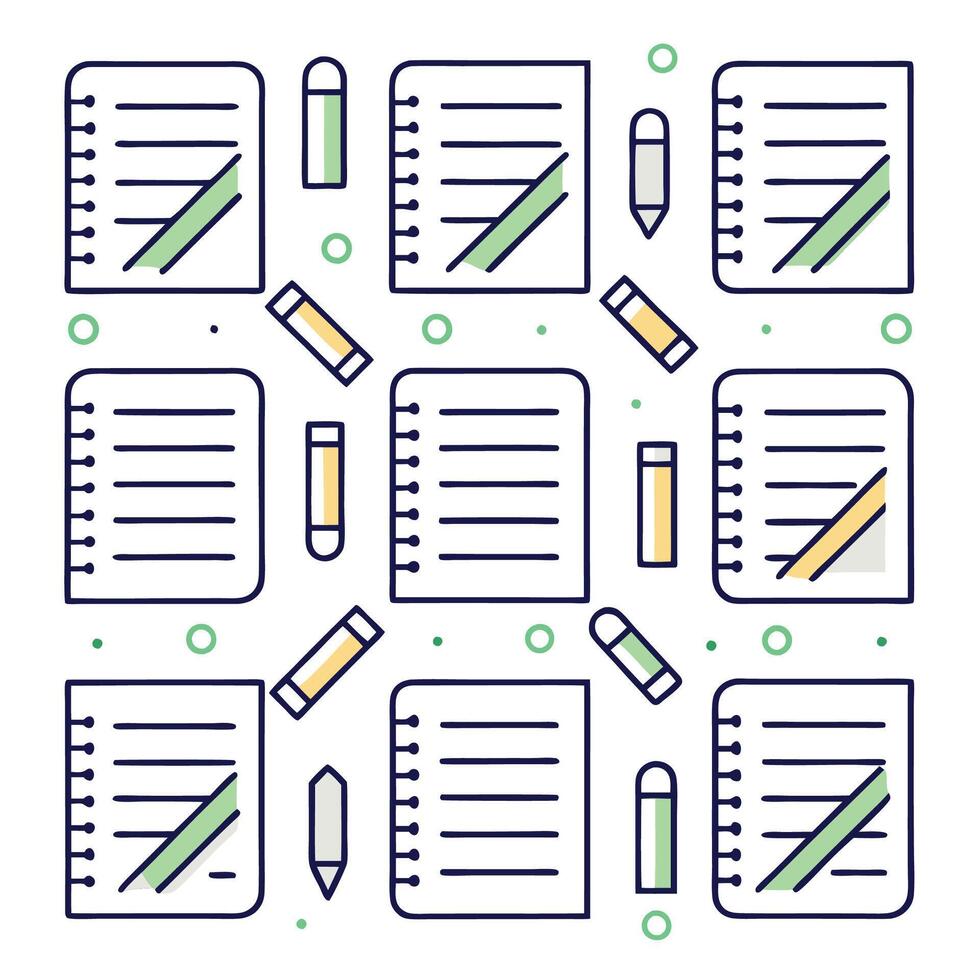 Notebook and Pencil Pattern vector