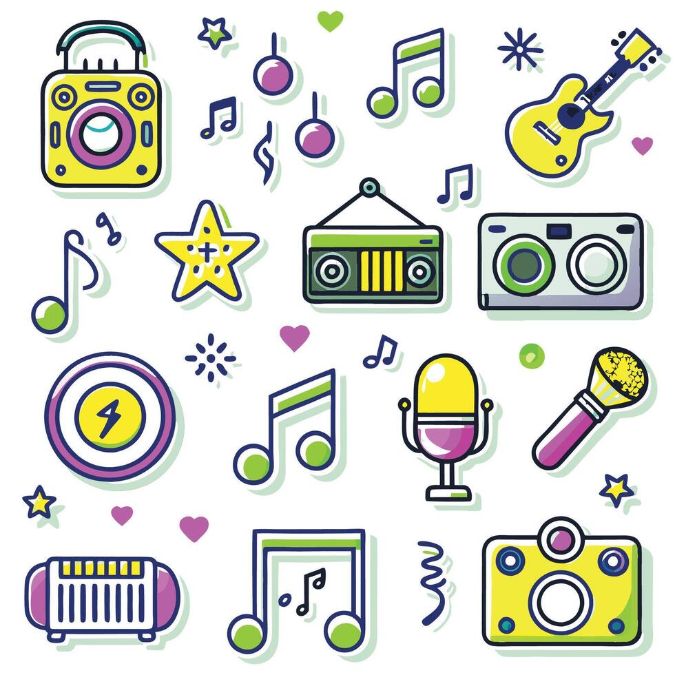 Colorful Music and Entertainment Icons background vector