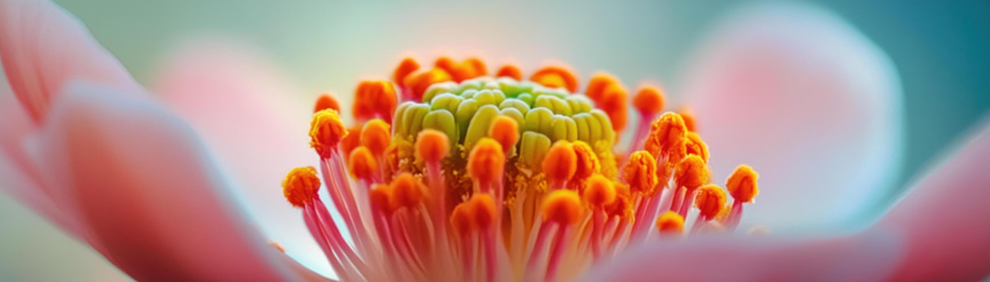 Close-up of a Flower's Stamens and Petals photo