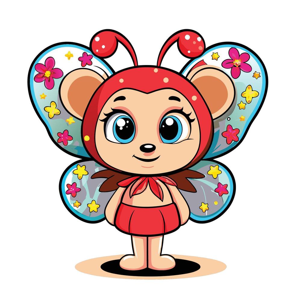 Cute butterfly-themed cartoon character vector