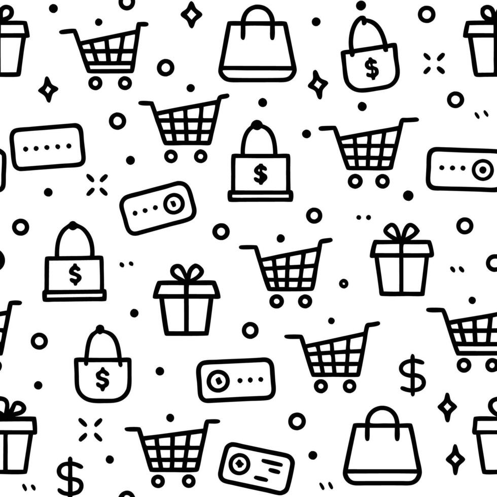 Seamless Pattern of Shopping Icons vector