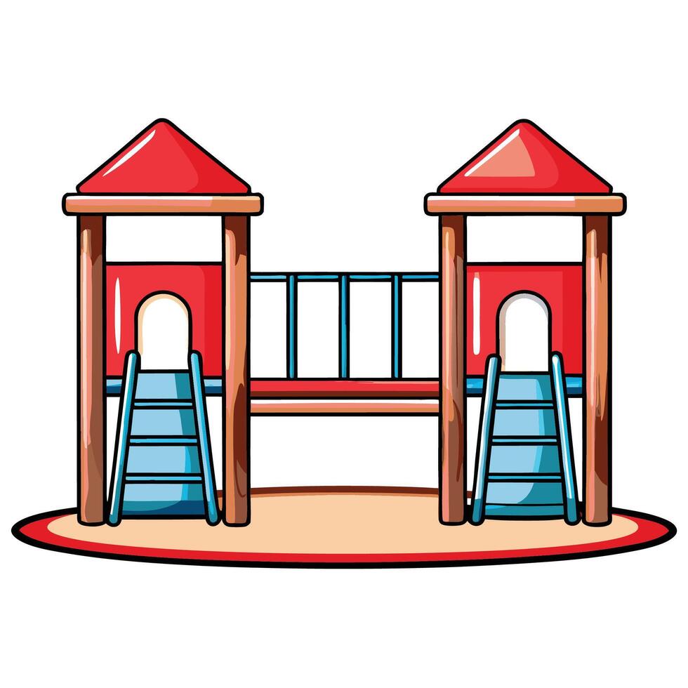 playground with slides and climbing structure illustration vector