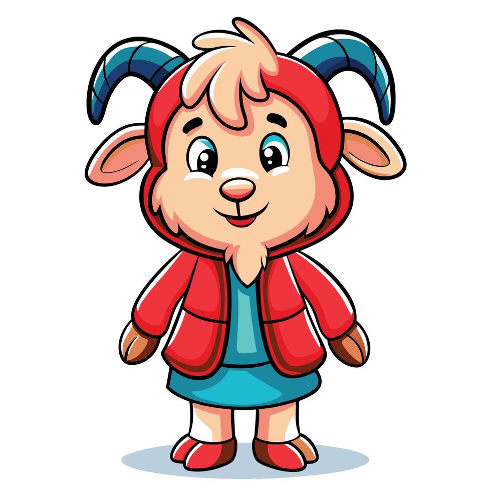 Cute Goat in a Red Jacket vector