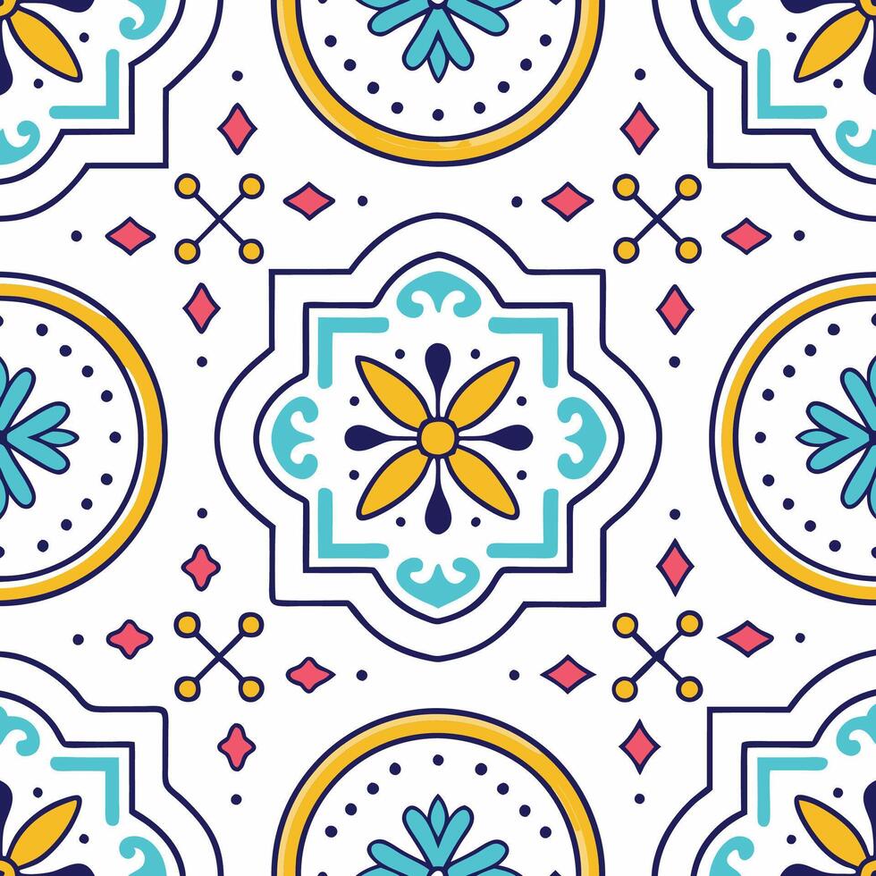 Decorative Pattern with Floral and Geometric Motifs vector